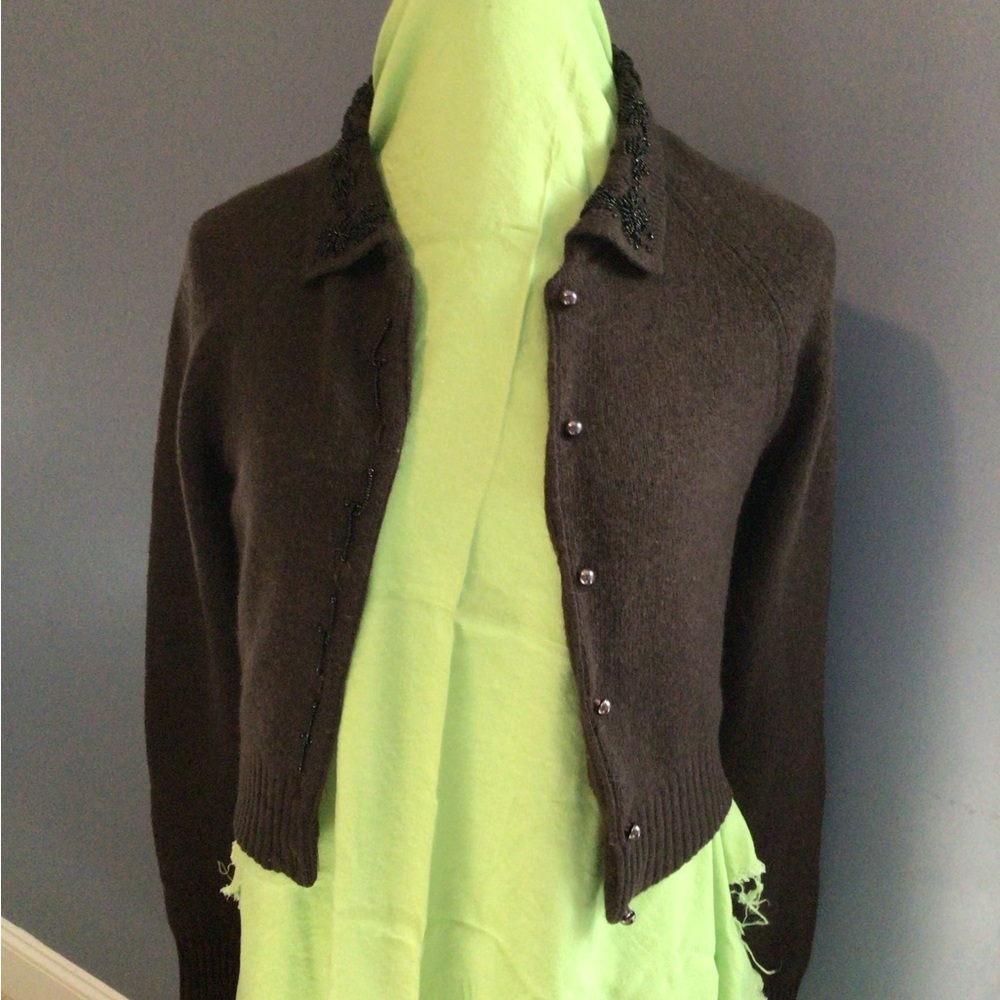 Vintage Croquet Club Beaded Bolero Cardigan Sweater EUC! (cropped)